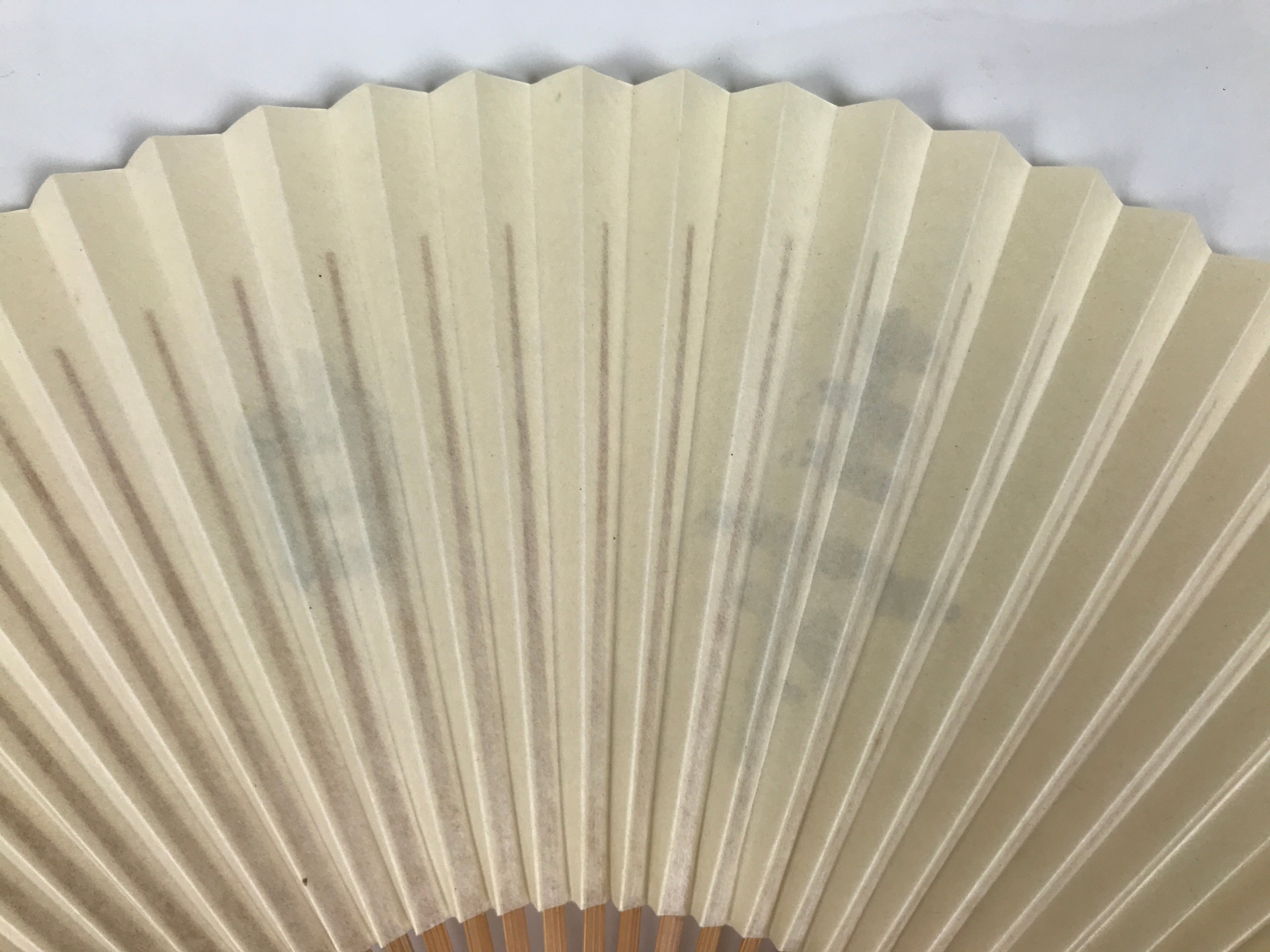Japanese Paper Folding Fan Sensu Vtg Bamboo Frame White Calligraphy Kanji 5D33