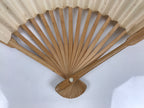 Japanese Paper Folding Fan Sensu Vtg Bamboo Frame White Calligraphy Kanji 5D34