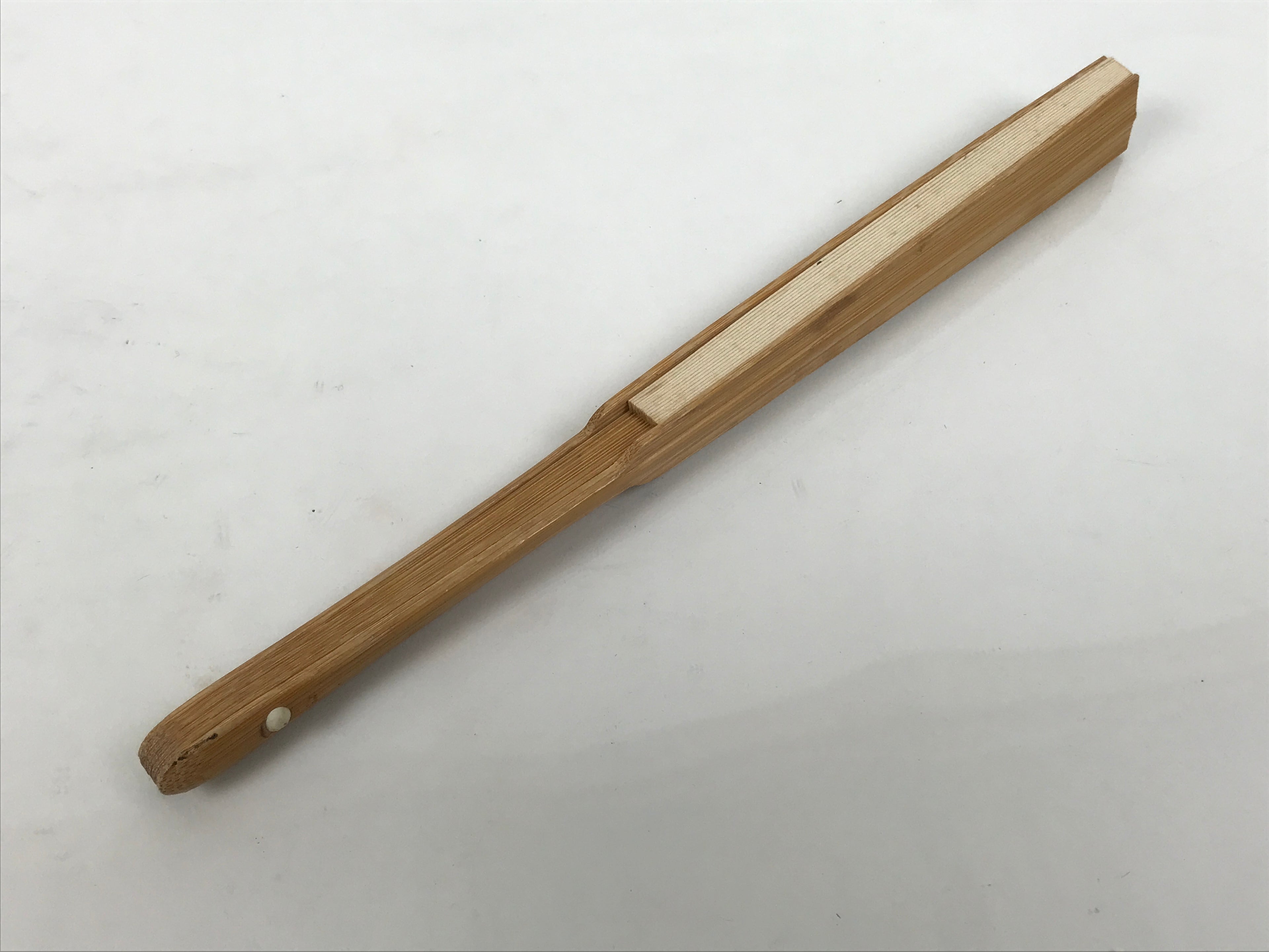 Japanese Paper Folding Fan Sensu Vtg Bamboo Frame White Calligraphy Kanji 5D34