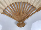 Japanese Paper Folding Fan Sensu Vtg Bamboo Frame White Calligraphy Kanji 5D34