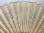 Japanese Paper Folding Fan Sensu Vtg Bamboo Frame White Calligraphy Kanji 5D34