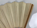 Japanese Paper Folding Fan Sensu Vtg Bamboo Frame White Calligraphy Kanji 5D39