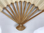 Japanese Paper Folding Fan Sensu Vtg Bamboo Frame White Calligraphy Kanji 5D39