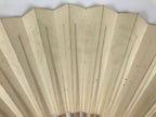 Japanese Paper Folding Fan Sensu Vtg Bamboo Frame White Calligraphy Kanji 5D39