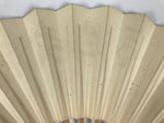 Japanese Paper Folding Fan Sensu Vtg Bamboo Frame White Calligraphy Kanji 5D39