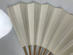 Japanese Paper Folding Fan Sensu Vtg Bamboo Frame White Gold Kamon Crest 5D18