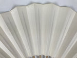 Japanese Paper Folding Fan Sensu Vtg Bamboo Frame White Gold Kamon Crest 5D18