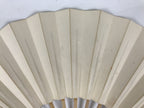 Japanese Paper Folding Fan Sensu Vtg Bamboo Frame White Kanji Calligraphy 5D29