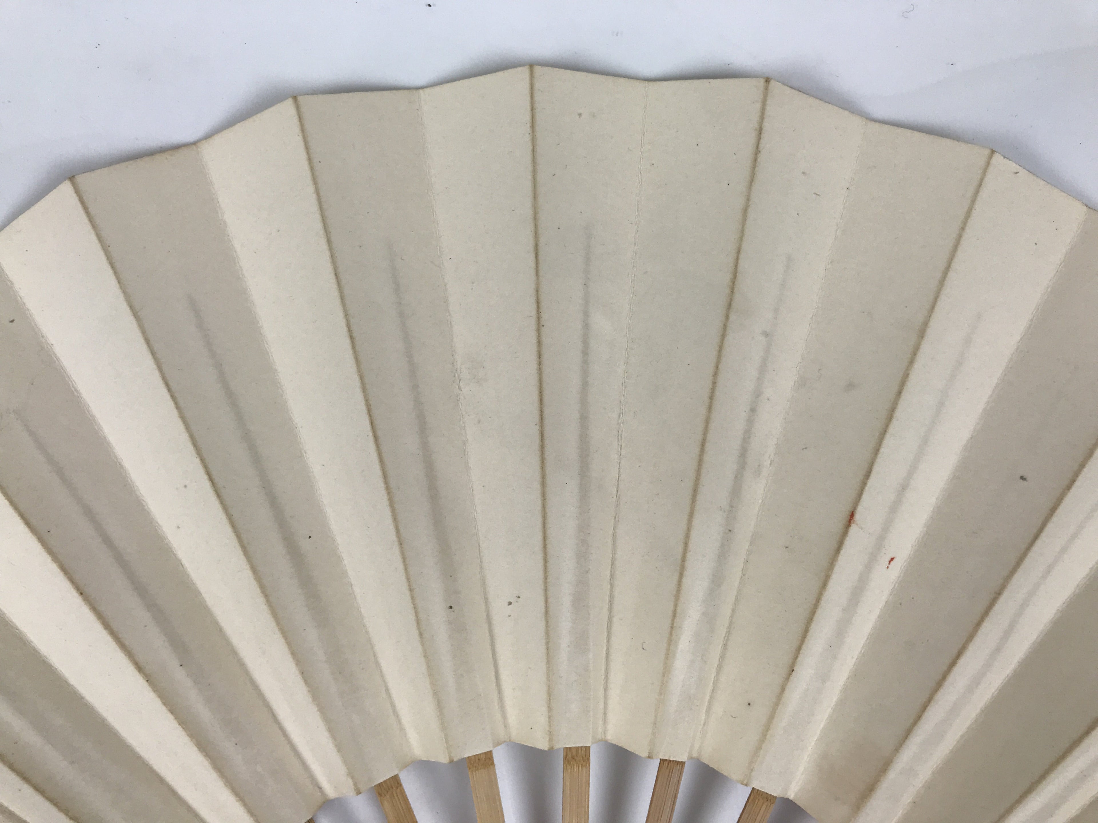 Japanese Paper Folding Fan Sensu Vtg Bamboo Frame White Kanji Calligraphy 5D29