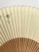 Japanese Paper Folding Fan Sensu Vtg Bamboo Frame Wisteria Flower Color 4D932