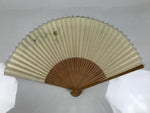 Japanese Paper Folding Fan Sensu Vtg Bamboo Frame Wisteria Flower Color 4D932