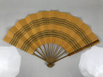 Japanese Paper Folding Fan Sensu Vtg Bamboo Frame Yellow Blue Kanzemizu 4D922