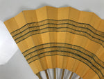 Japanese Paper Folding Fan Sensu Vtg Bamboo Frame Yellow Blue Kanzemizu 4D922