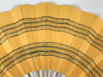 Japanese Paper Folding Fan Sensu Vtg Bamboo Frame Yellow Blue Kanzemizu 4D922