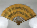 Japanese Paper Folding Fan Sensu Vtg Bamboo Frame Yellow Blue Kanzemizu 4D922