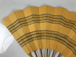 Japanese Paper Folding Fan Sensu Vtg Bamboo Frame Yellow Blue Kanzemizu 4D922