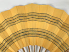 Japanese Paper Folding Fan Sensu Vtg Bamboo Frame Yellow Blue Kanzemizu 4D922