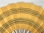 Japanese Paper Folding Fan Sensu Vtg Bamboo Frame Yellow Blue Kanzemizu 4D922