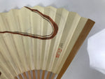Japanese Paper Folding Fan Sensu Vtg Bamboo Frame Yellow Butterflies Beige 4D955