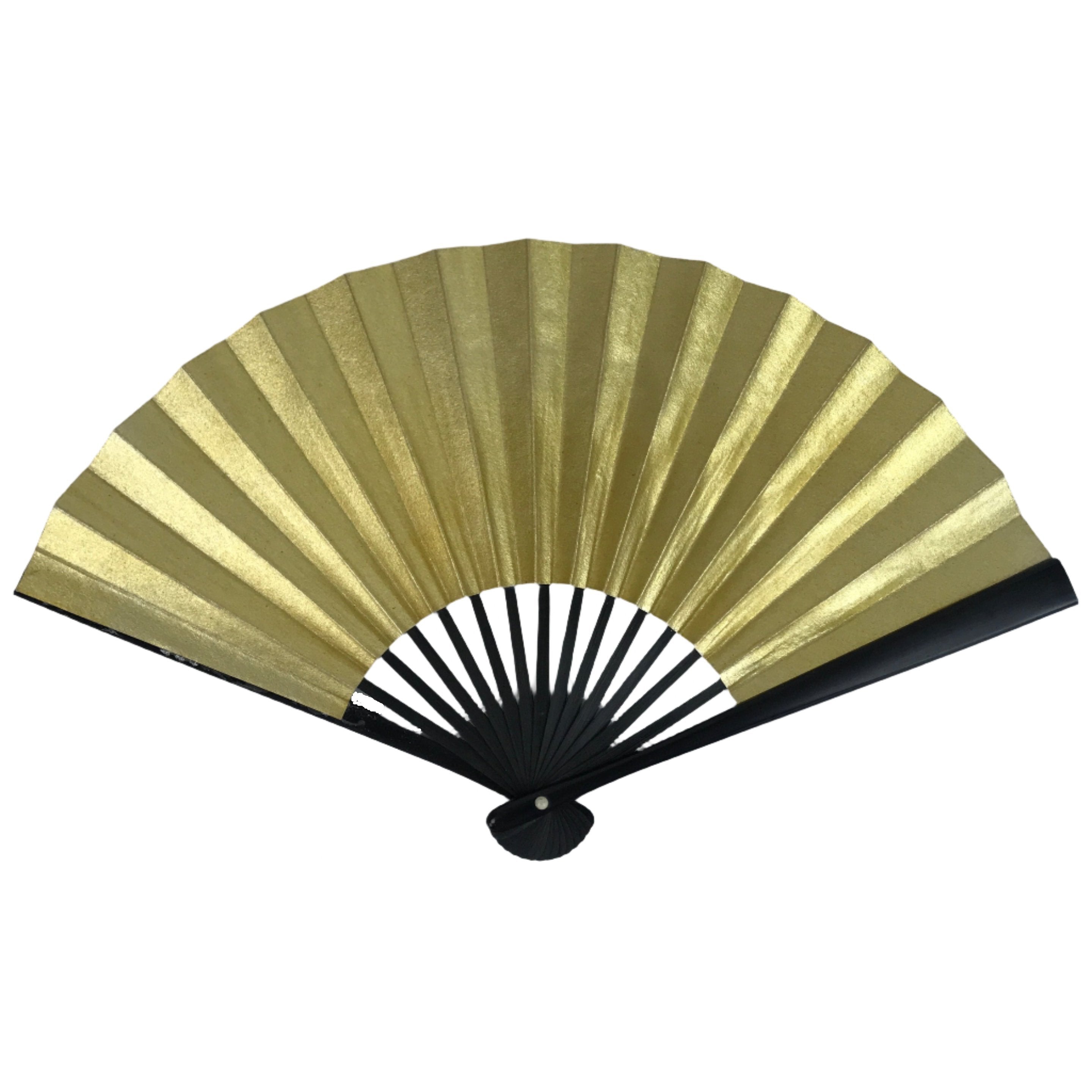 Japanese Paper Folding Fan Sensu Vtg Bamboo Resin Frame Gold Silver Formal 4D865