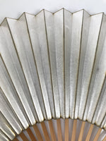 Japanese Paper Folding Fan Sensu Vtg Bamboo Resin Gold Silver White Formal 4D906
