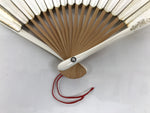 Japanese Paper Folding Fan Sensu Vtg Bamboo Resin Gold Silver White Formal 4D906