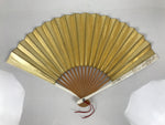 Japanese Paper Folding Fan Sensu Vtg Bamboo Resin Gold Silver White Formal 4D906