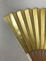 Japanese Paper Folding Fan Sensu Vtg Bamboo Resin Gold Silver White Formal 4D906