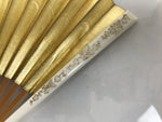 Japanese Paper Folding Fan Sensu Vtg Bamboo Resin Gold Silver White Formal 4D906