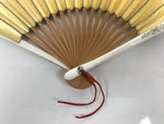 Japanese Paper Folding Fan Sensu Vtg Bamboo Resin Gold Silver White Formal 4D906