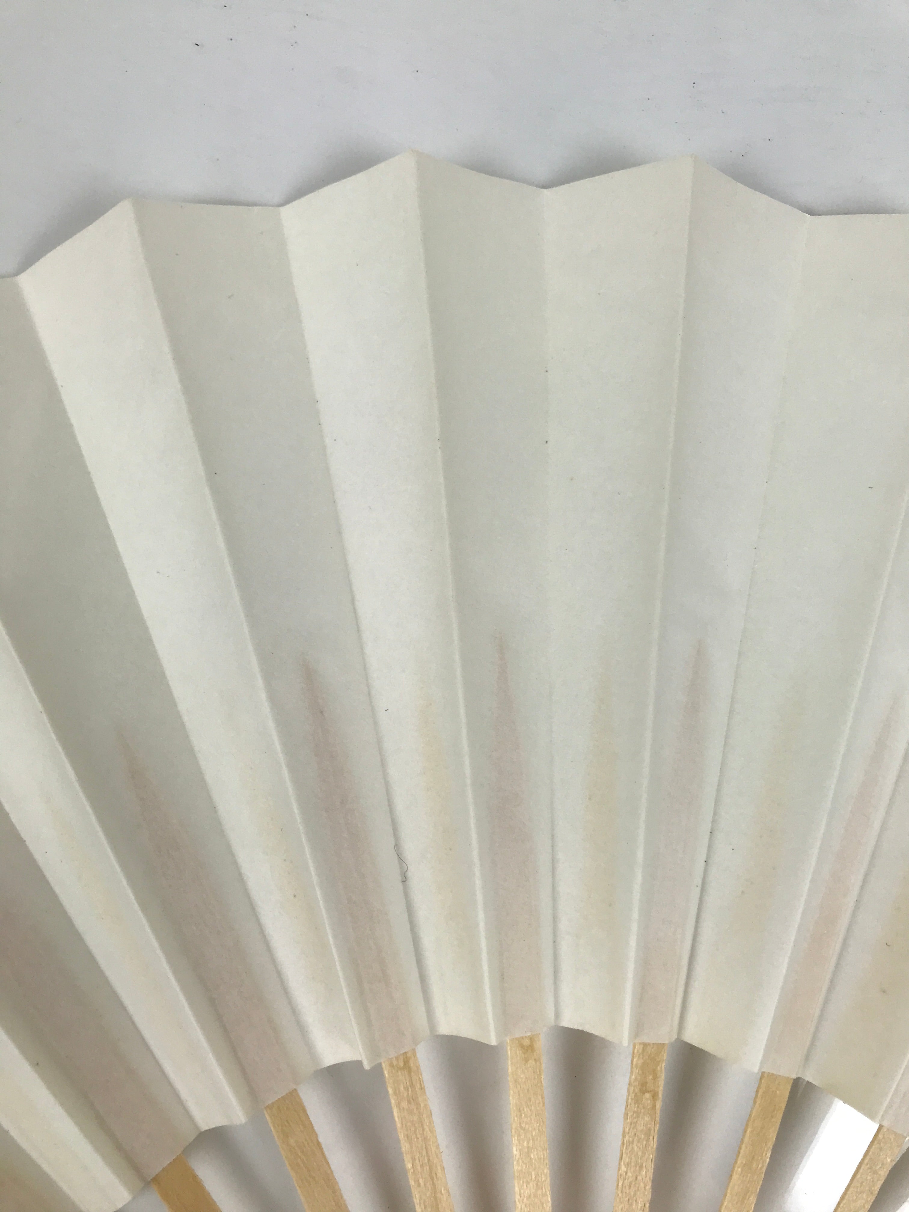 Japanese Paper Folding Fan Sensu Vtg Bamboo Wood Frame Simple Blank White 4D885