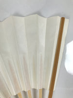Japanese Paper Folding Fan Sensu Vtg Bamboo Wood Frame Simple Blank White 4D885