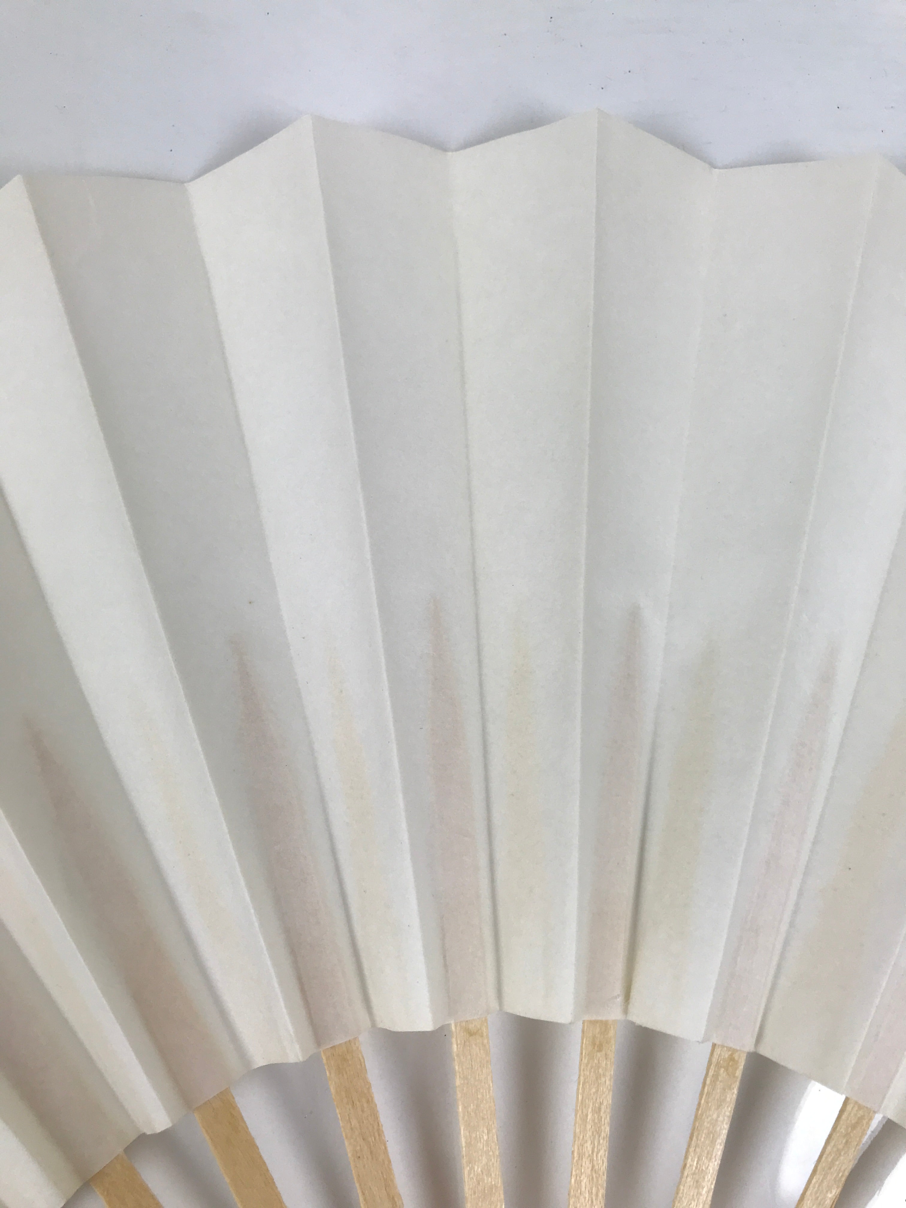 Japanese Paper Folding Fan Sensu Vtg Bamboo Wood Frame Simple Blank White 4D885