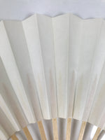 Japanese Paper Folding Fan Sensu Vtg Bamboo Wood Frame Simple Blank White 4D885