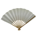 Japanese Paper Folding Fan Sensu Vtg Bamboo Wood Frame Simple Blank White 4D885