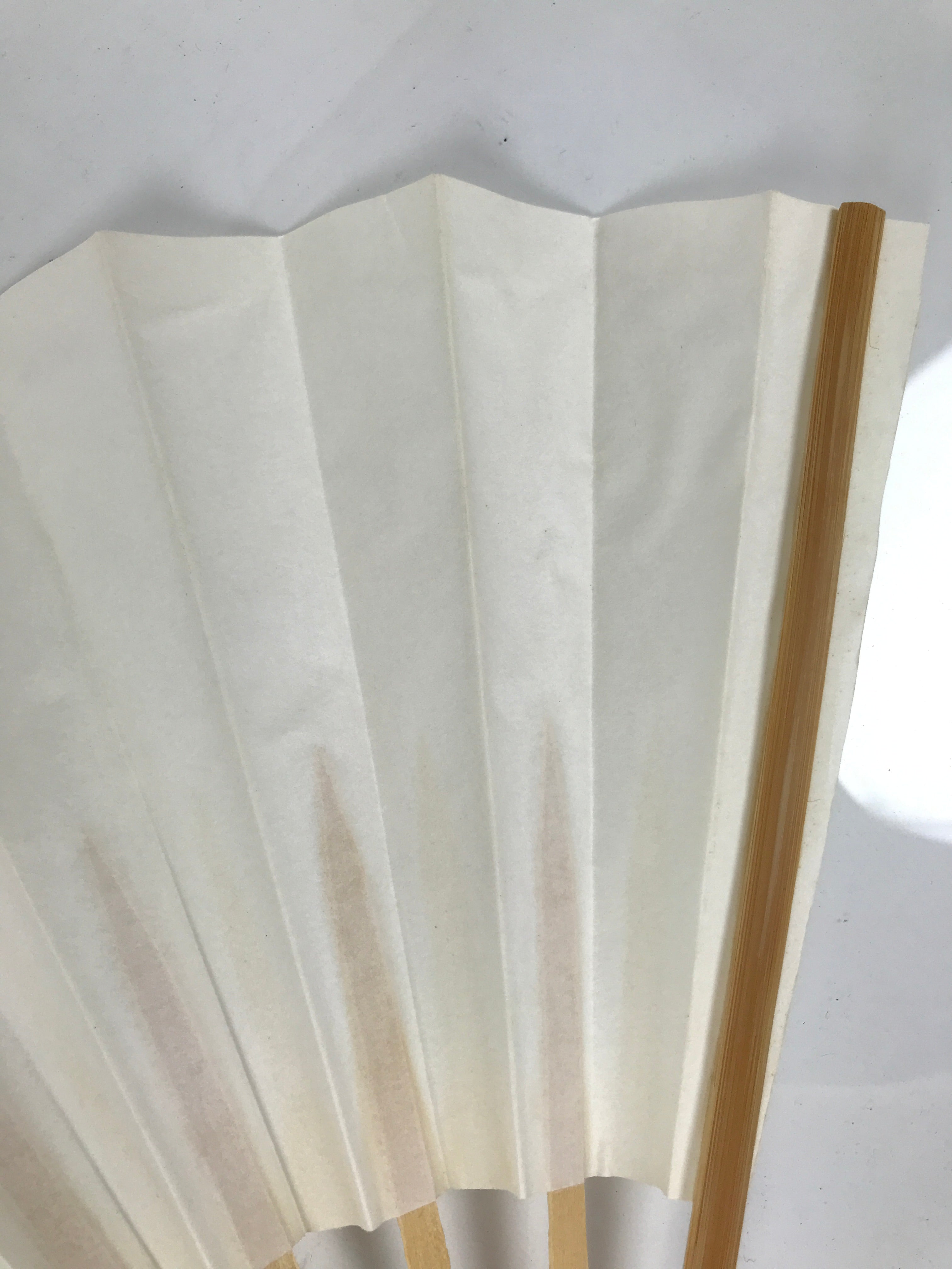 Japanese Paper Folding Fan Sensu Vtg Bamboo Wood Frame Simple Blank White 4D886