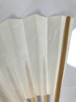 Japanese Paper Folding Fan Sensu Vtg Bamboo Wood Frame Simple Blank White 4D886
