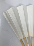 Japanese Paper Folding Fan Sensu Vtg Bamboo Wood Frame Simple Blank White 4D886