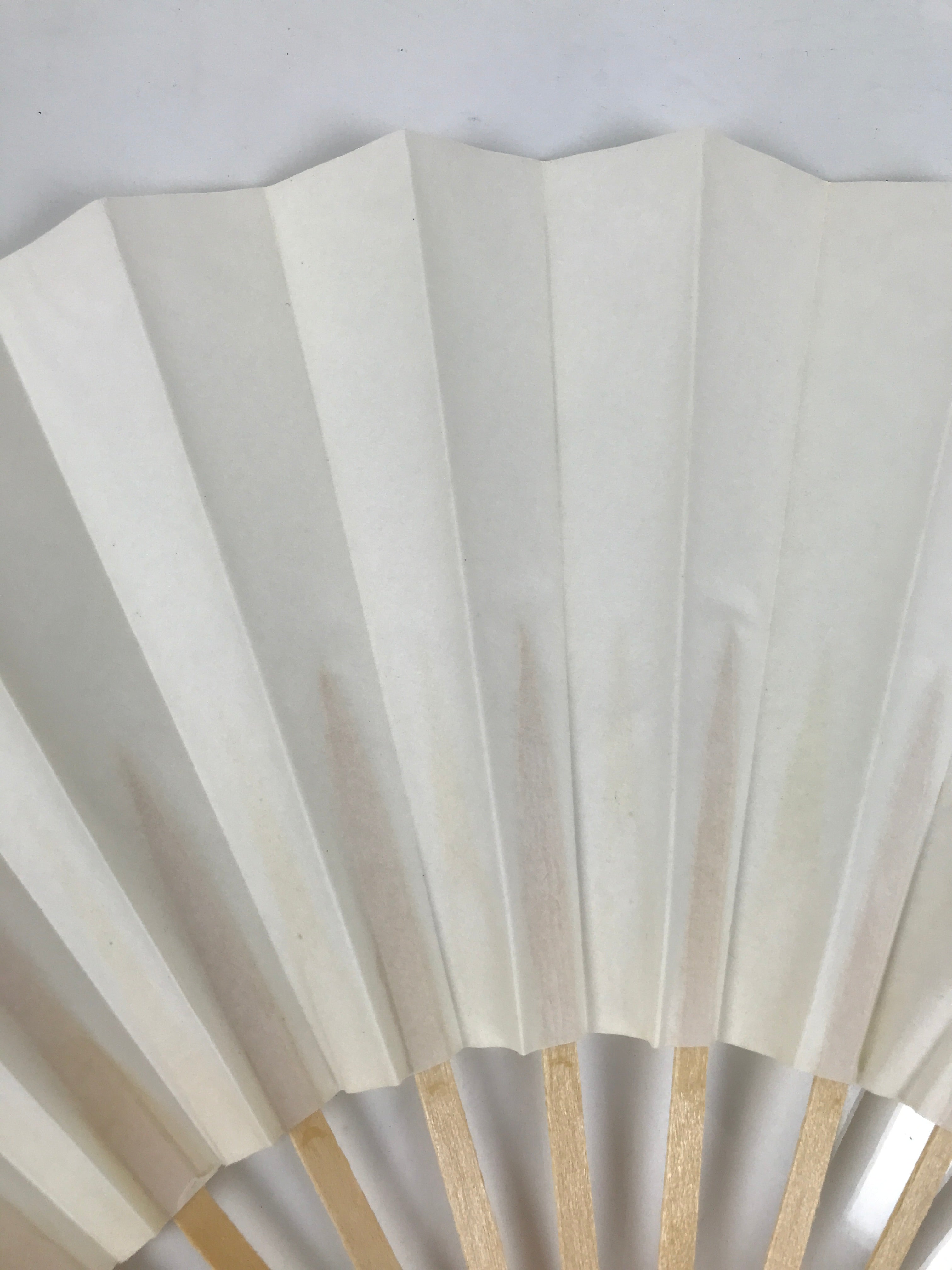 Japanese Paper Folding Fan Sensu Vtg Bamboo Wood Frame Simple Blank White 4D886