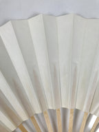 Japanese Paper Folding Fan Sensu Vtg Bamboo Wood Frame Simple Blank White 4D886