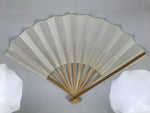 Japanese Paper Folding Fan Sensu Vtg Bamboo Wood Frame Simple Blank White 4D886