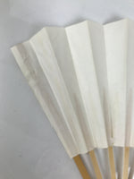 Japanese Paper Folding Fan Sensu Vtg Bamboo Wood Frame Simple Blank White 4D886