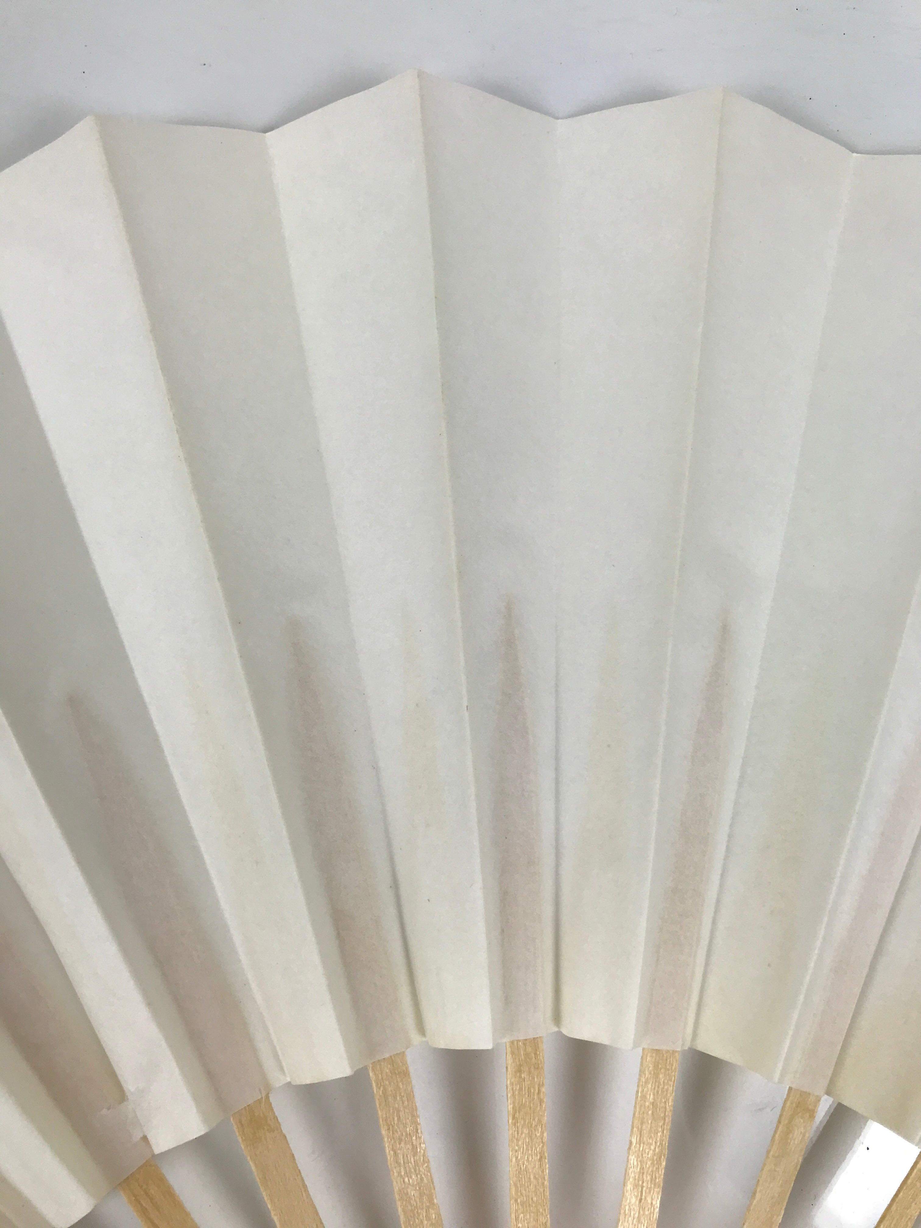 Japanese Paper Folding Fan Sensu Vtg Bamboo Wood Frame Simple Blank White 4D886