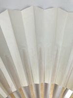 Japanese Paper Folding Fan Sensu Vtg Bamboo Wood Frame Simple Blank White 4D886