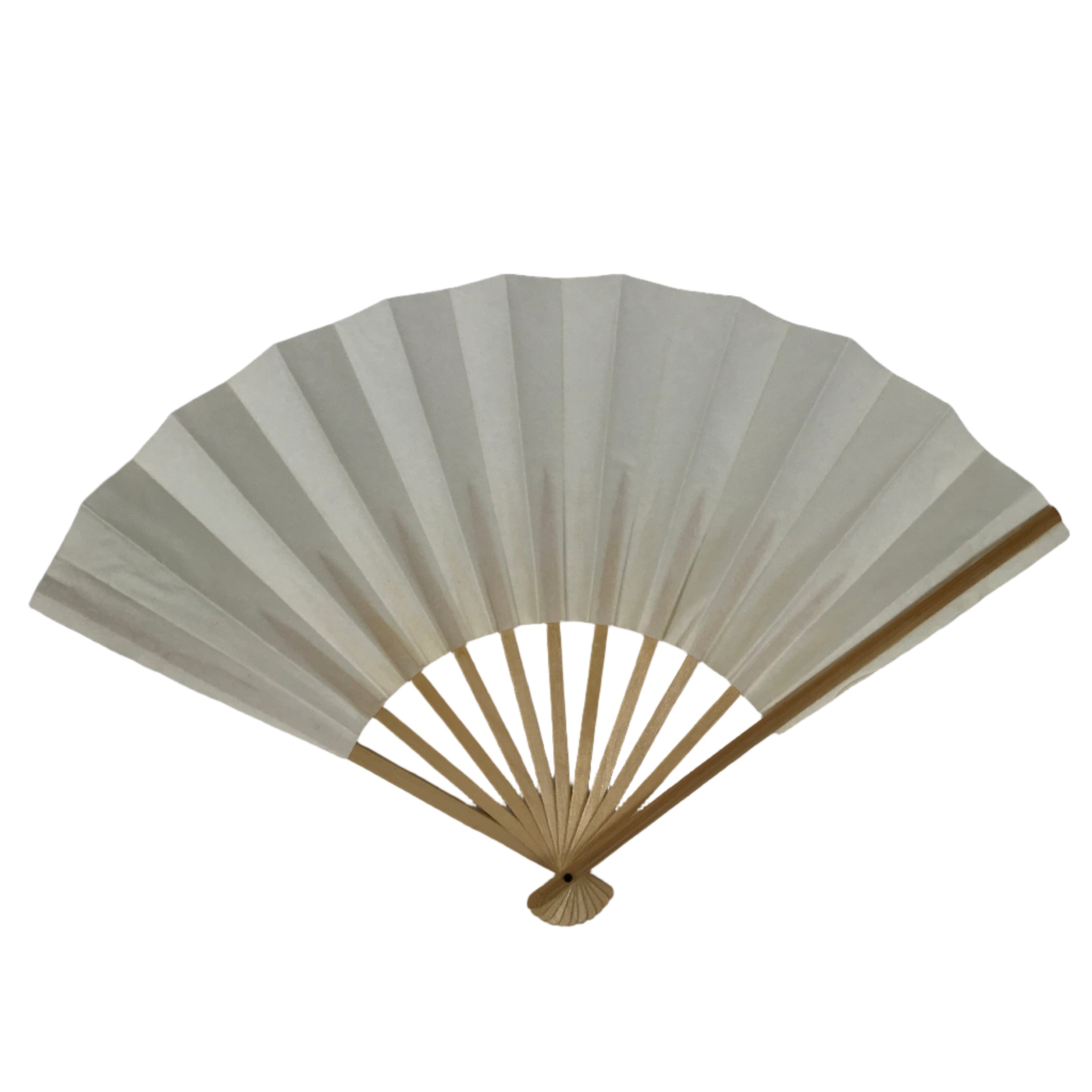 Japanese Paper Folding Fan Sensu Vtg Bamboo Wood Frame Simple Blank White 4D886