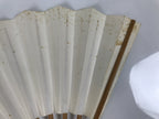 Japanese Paper Folding Fan Sensu Vtg Flower Red Green Bamboo Frame 4D992
