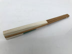 Japanese Paper Folding Fan Sensu Vtg Flower Red Green Bamboo Frame 4D992