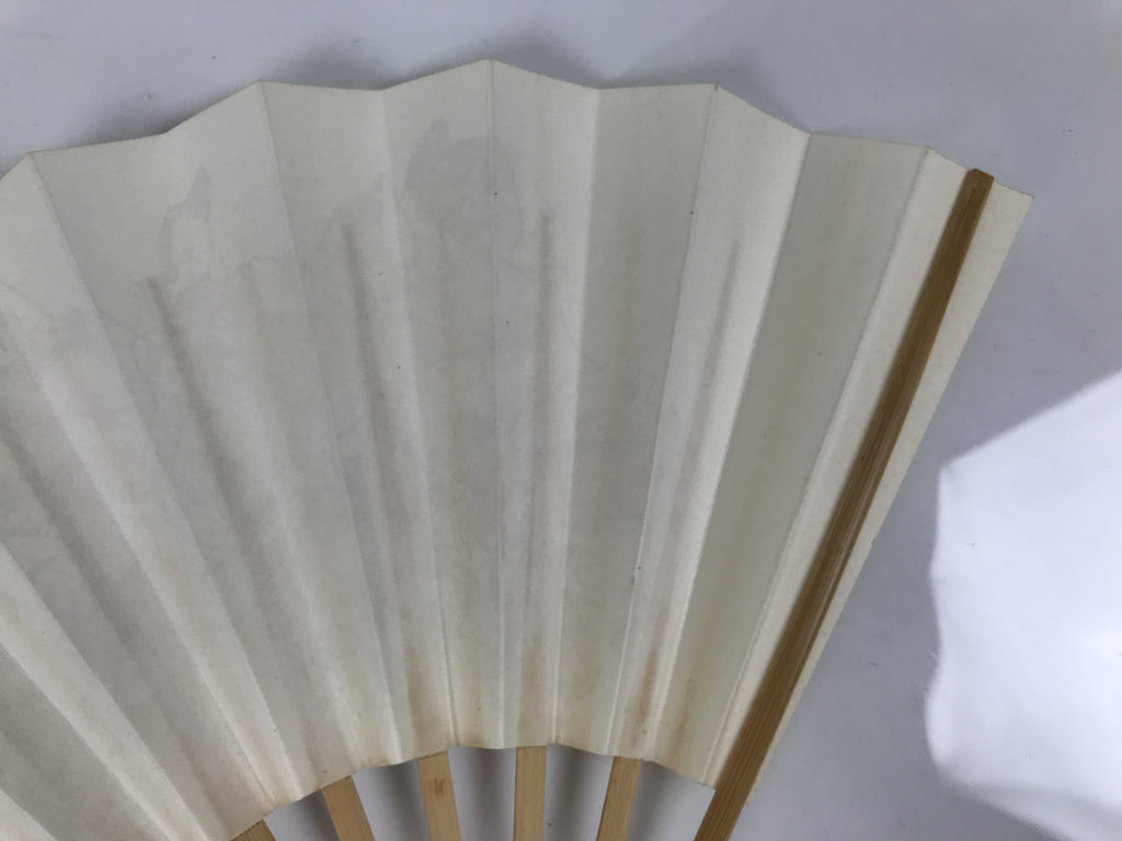Japanese Paper Folding Fan Sensu Vtg Flowers Drawing Purple Bamboo Frame 4D993