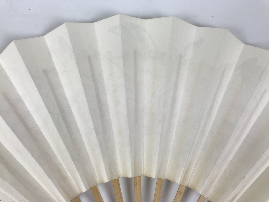 Japanese Paper Folding Fan Sensu Vtg Flowers Drawing Purple Bamboo Frame 4D993