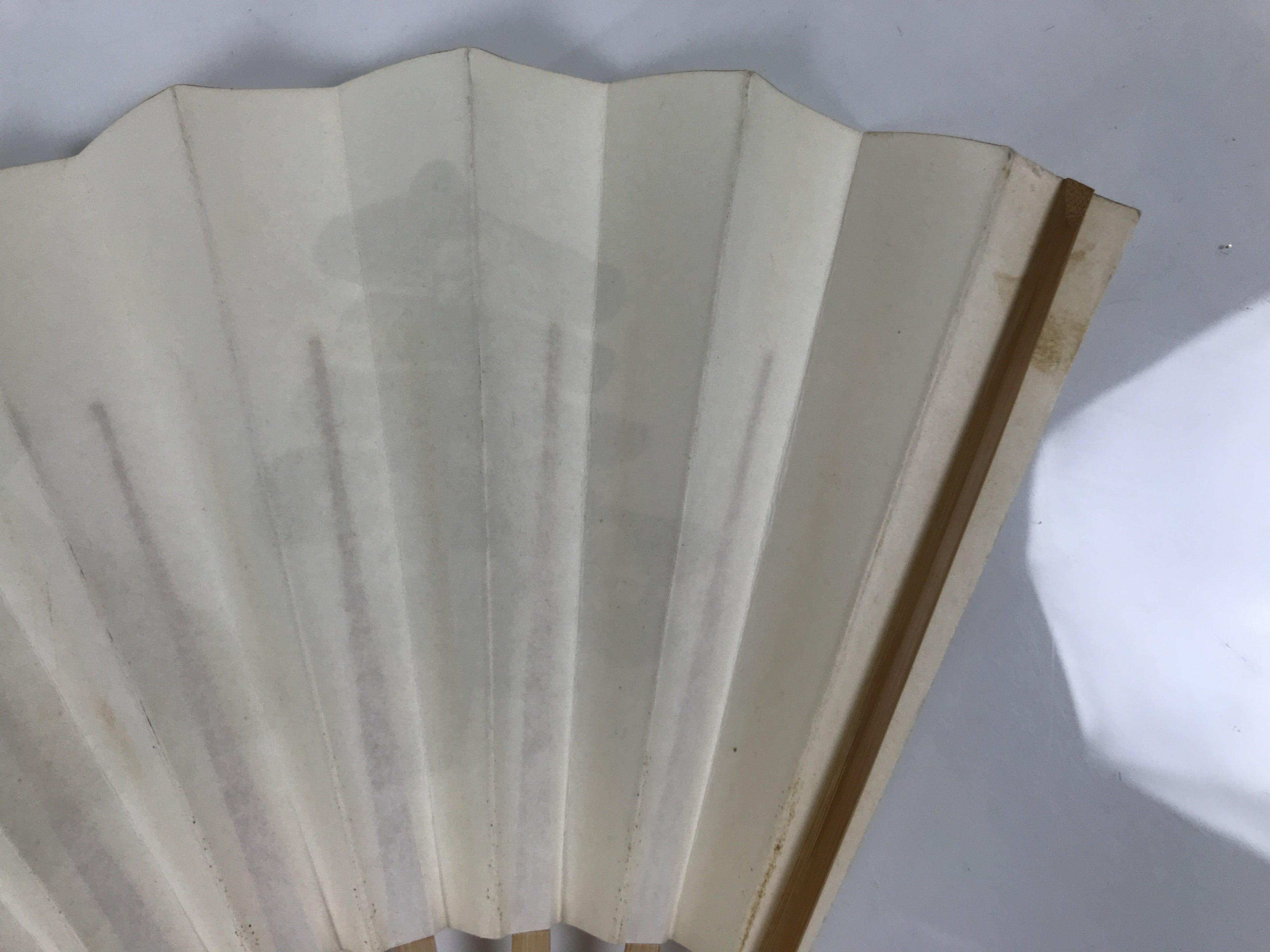 Japanese Paper Folding Fan Sensu Vtg Kanji Flowers Long Life Bamboo Frame 4D995